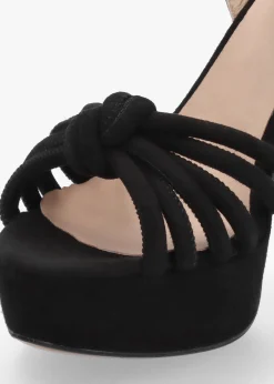 Aknot Black Suede Platform Heeled Sandals