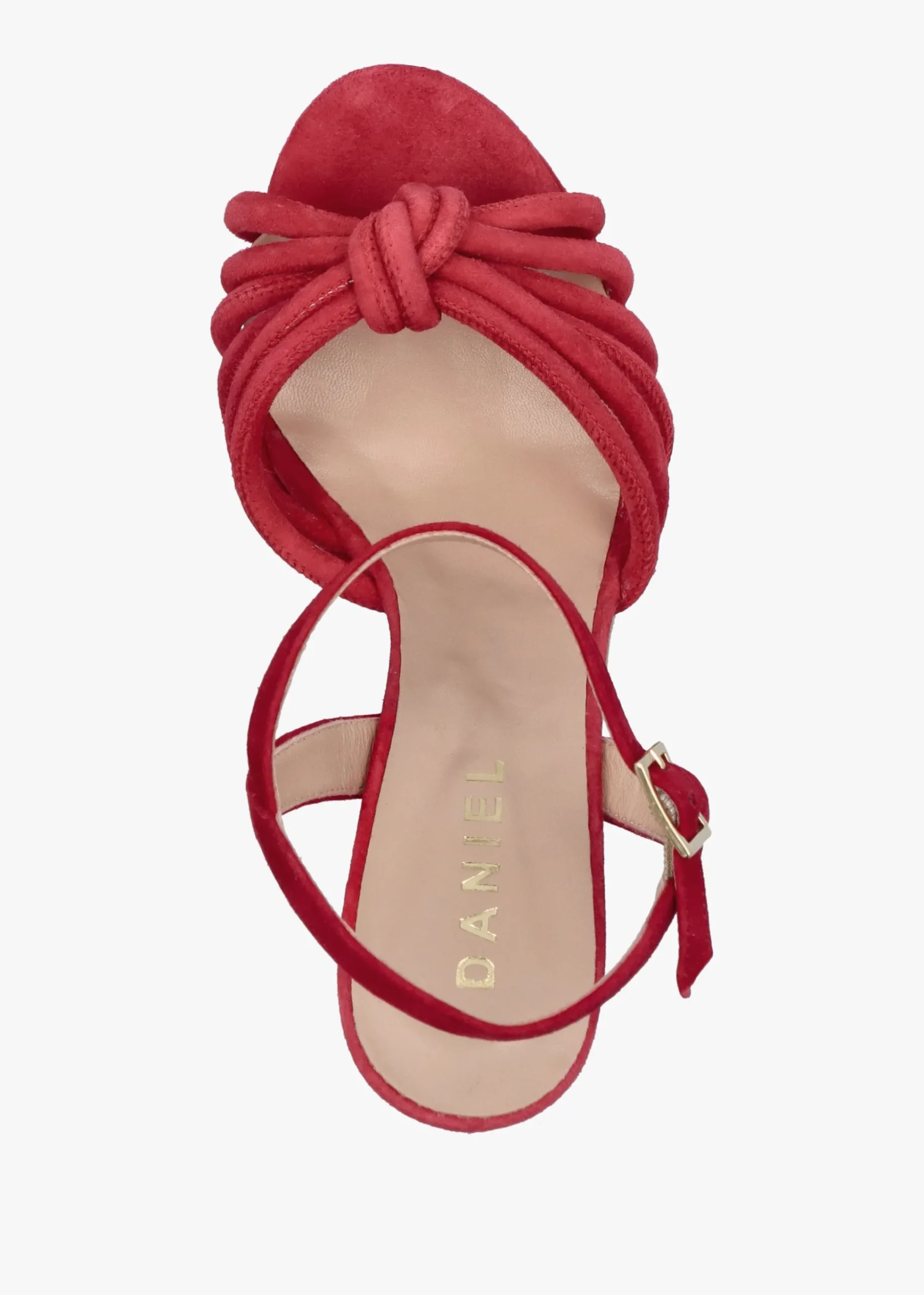 Aknot Red Suede Platform Heeled Sandals