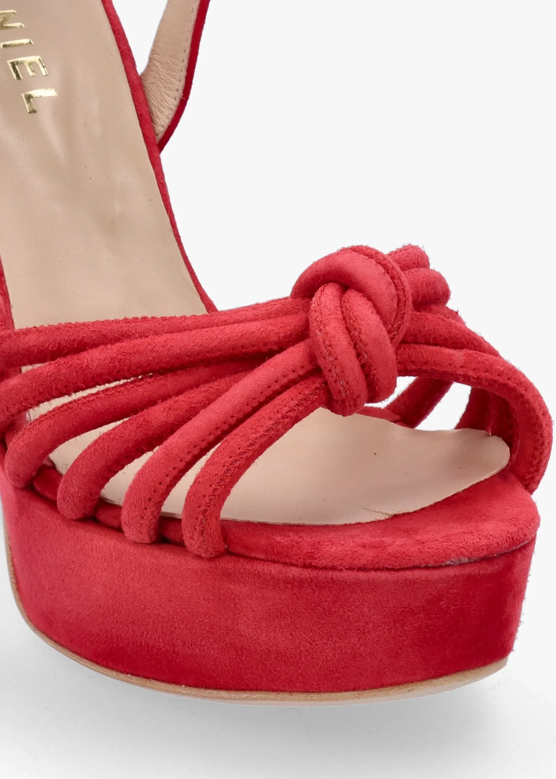 Aknot Red Suede Platform Heeled Sandals