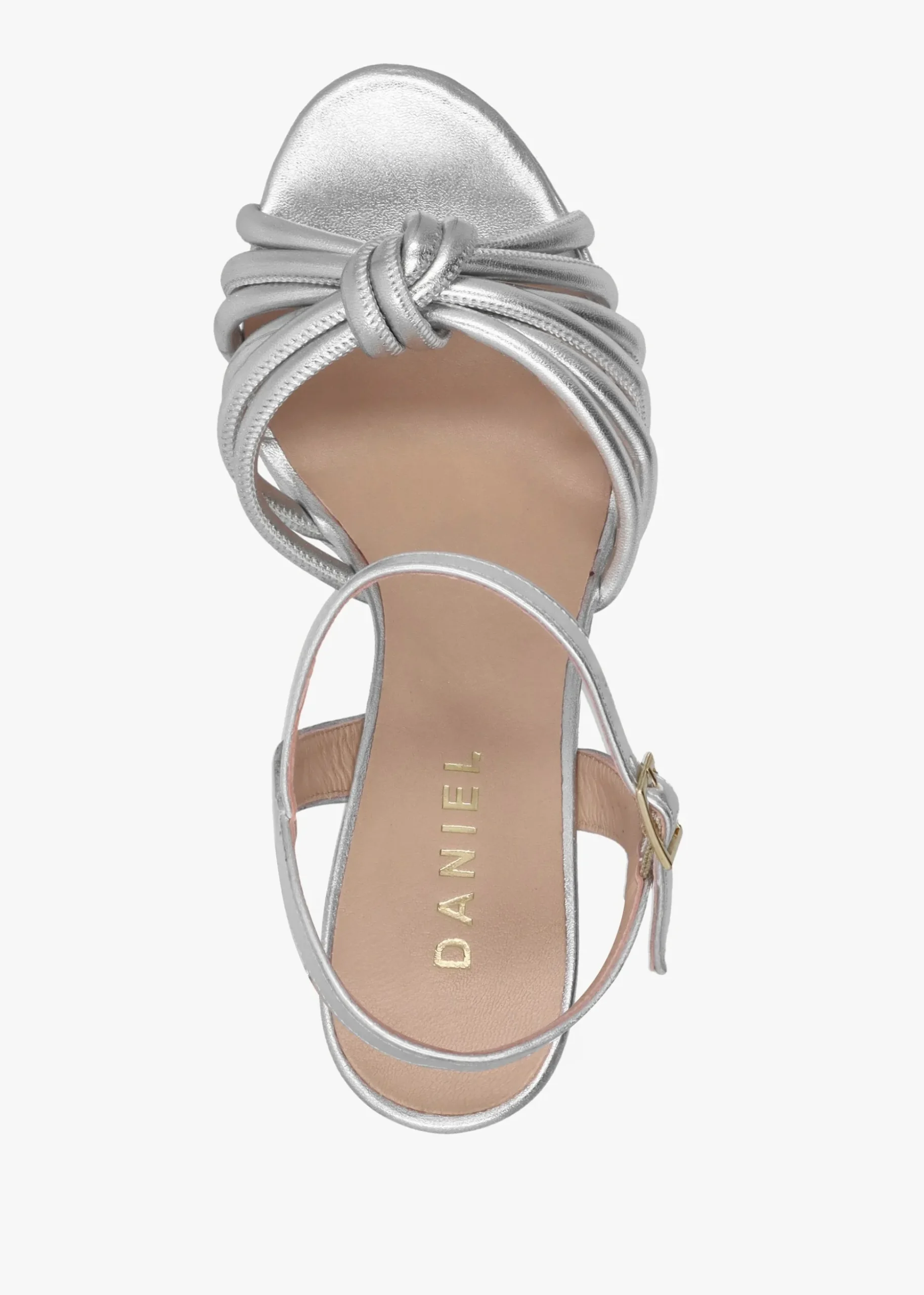 Aknot Silver Leather Platform Heeled Sandals