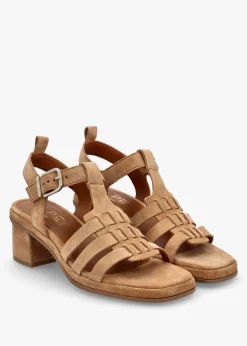 Akure Tan Suede Block Heel Fisherman Sandals