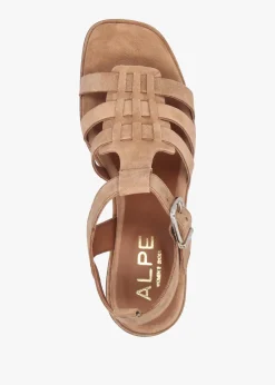 Akure Tan Suede Block Heel Fisherman Sandals