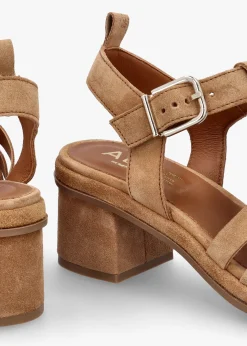 Akure Tan Suede Block Heel Fisherman Sandals