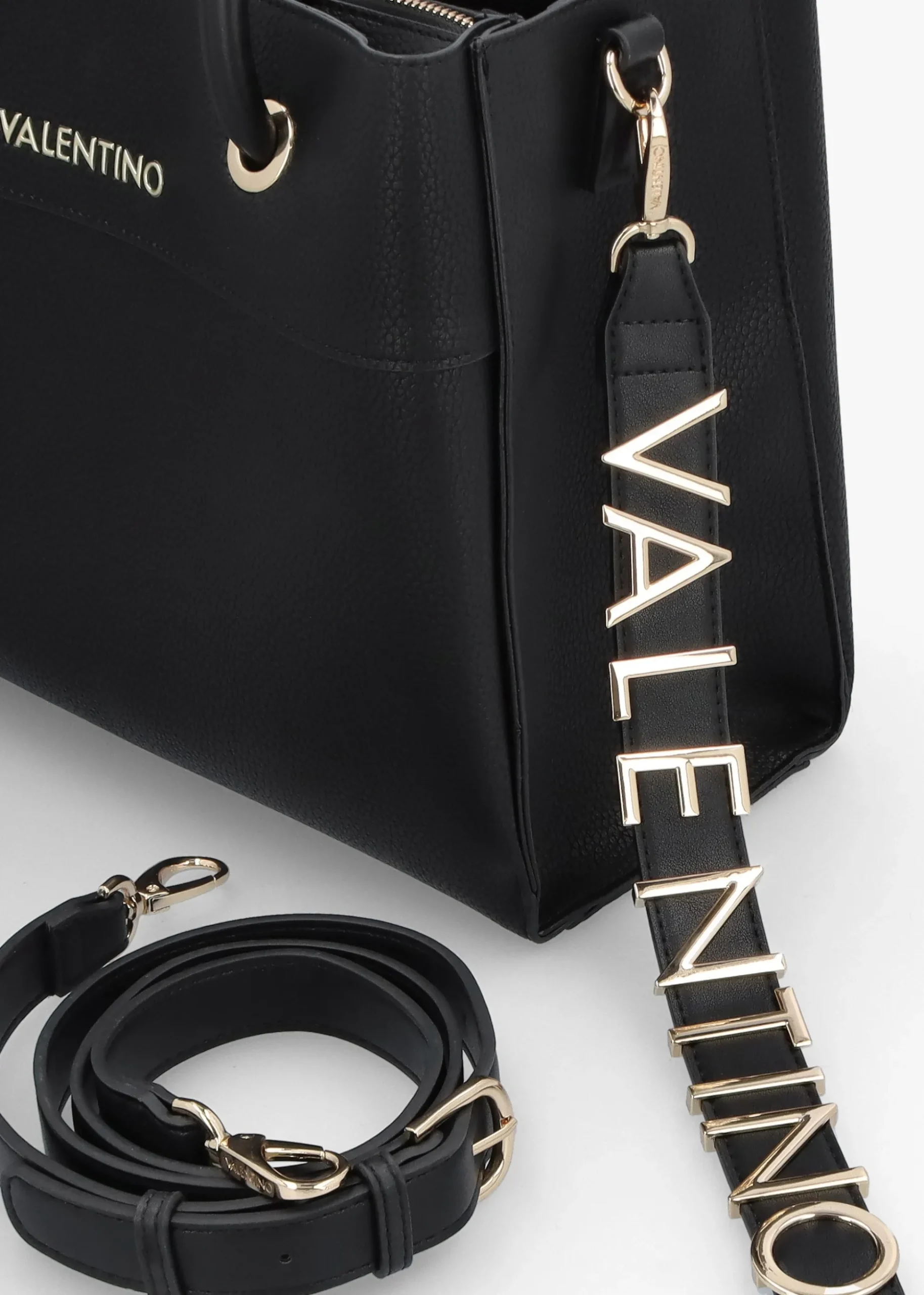 Alexia Black Logo Strap Tote Bag