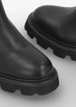 Alice Black Leather Elasticated Over The Knee Boots