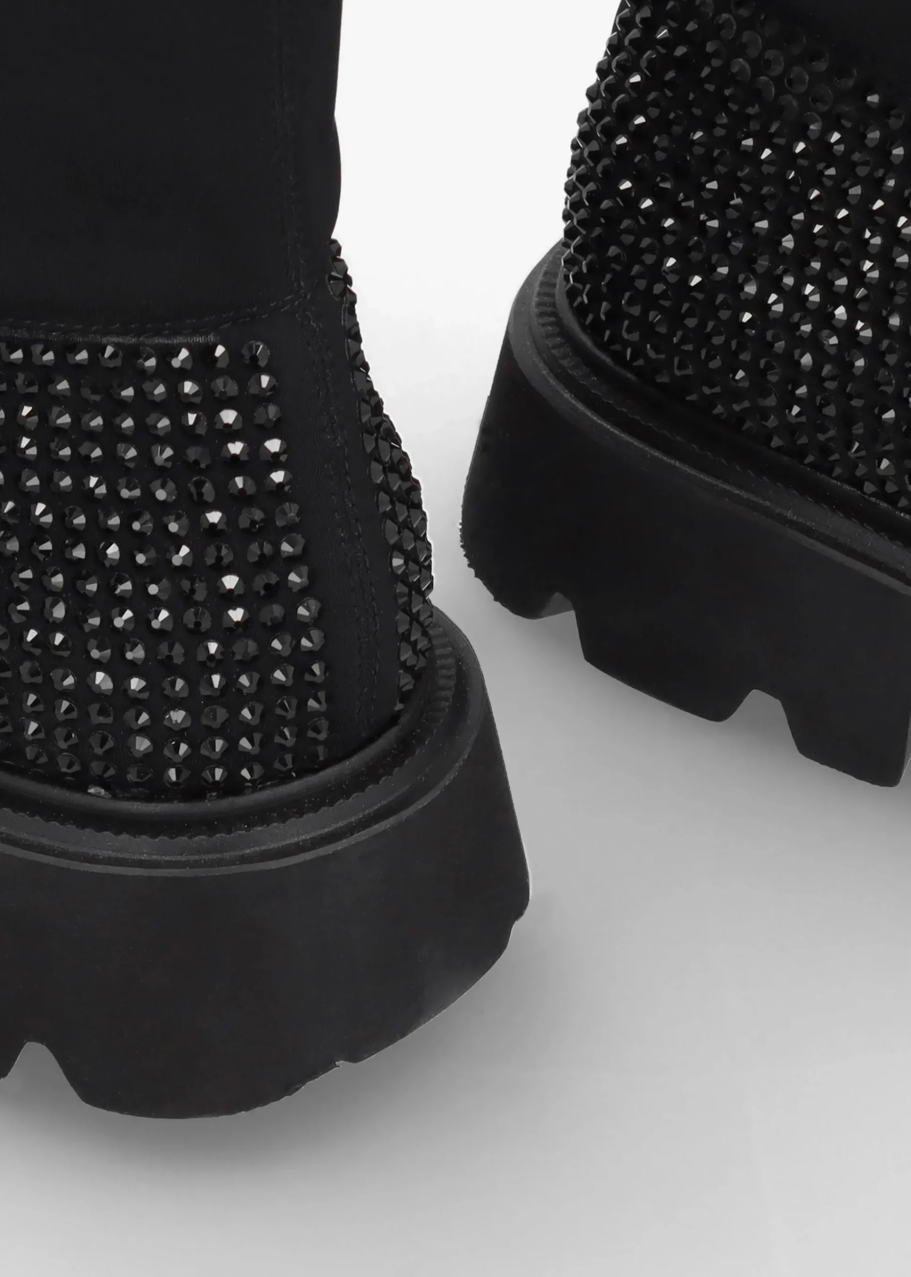 Alice Black Leather Elasticated Over The Knee Boots