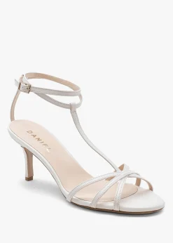 Alina White Leather Strappy Kitten Heel Sandals