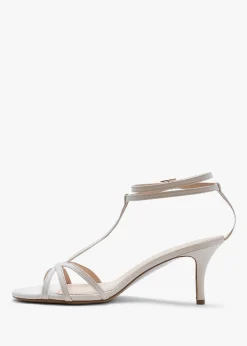 Alina White Leather Strappy Kitten Heel Sandals
