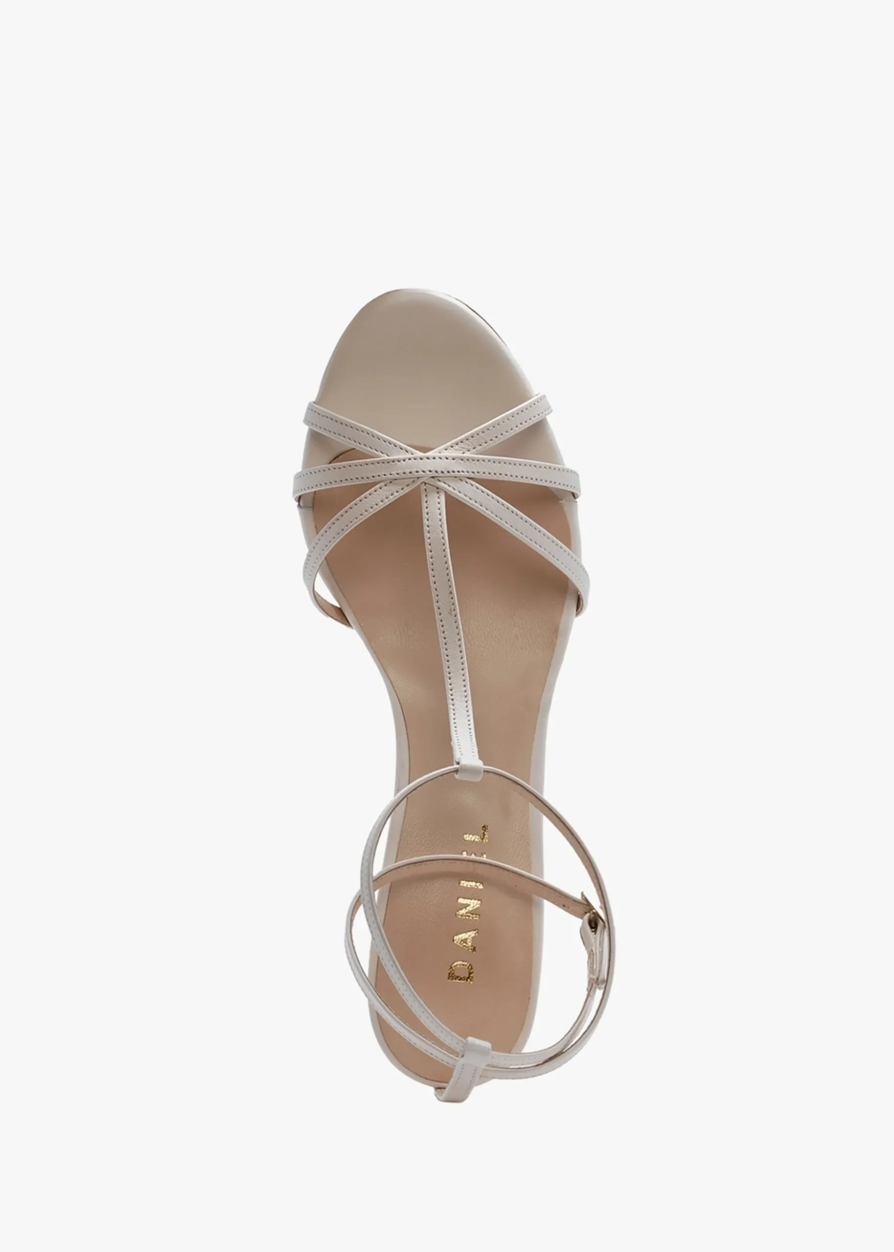 Alina White Leather Strappy Kitten Heel Sandals