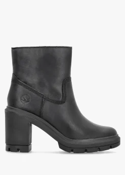 Allington Heights Black Leather Block Heel Ankle Boots