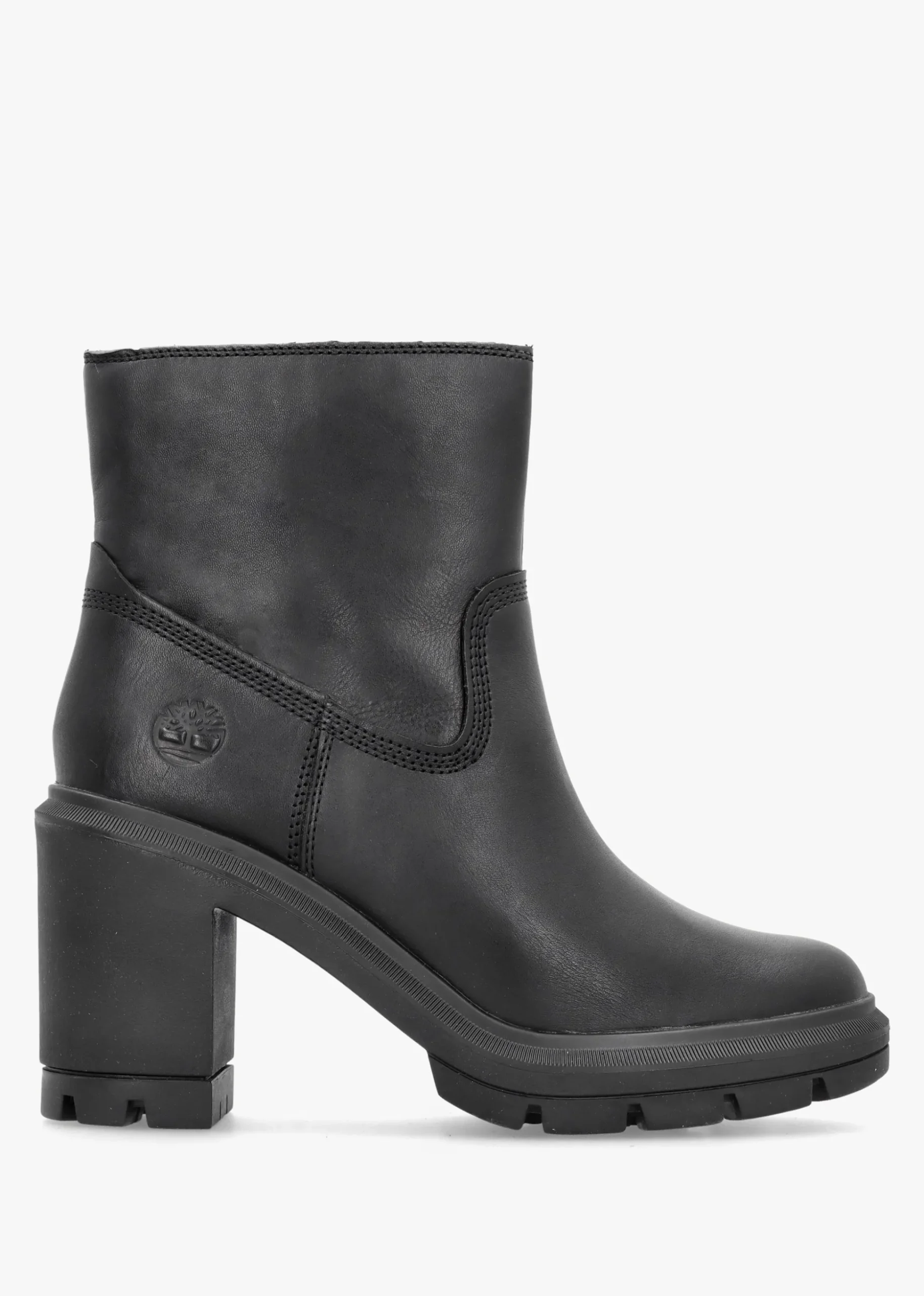 Allington Heights Black Leather Block Heel Ankle Boots