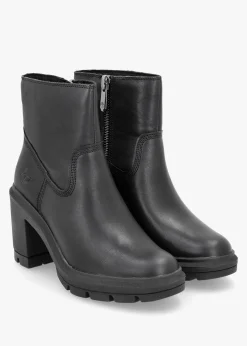 Allington Heights Black Leather Block Heel Ankle Boots