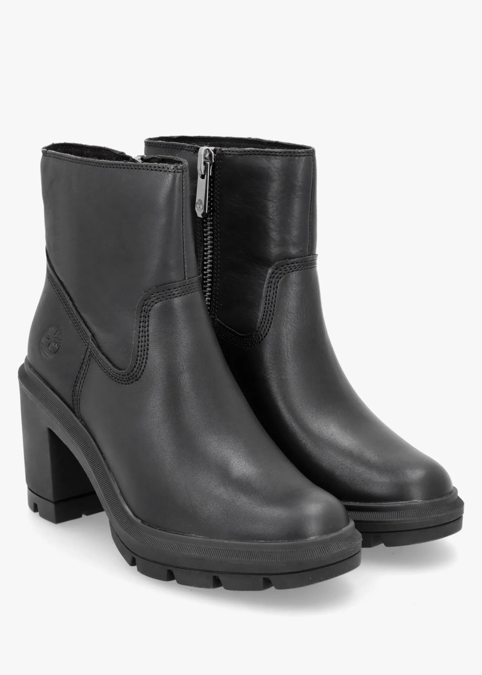 Allington Heights Black Leather Block Heel Ankle Boots