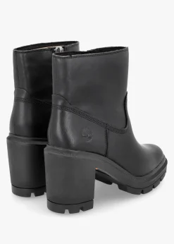 Allington Heights Black Leather Block Heel Ankle Boots