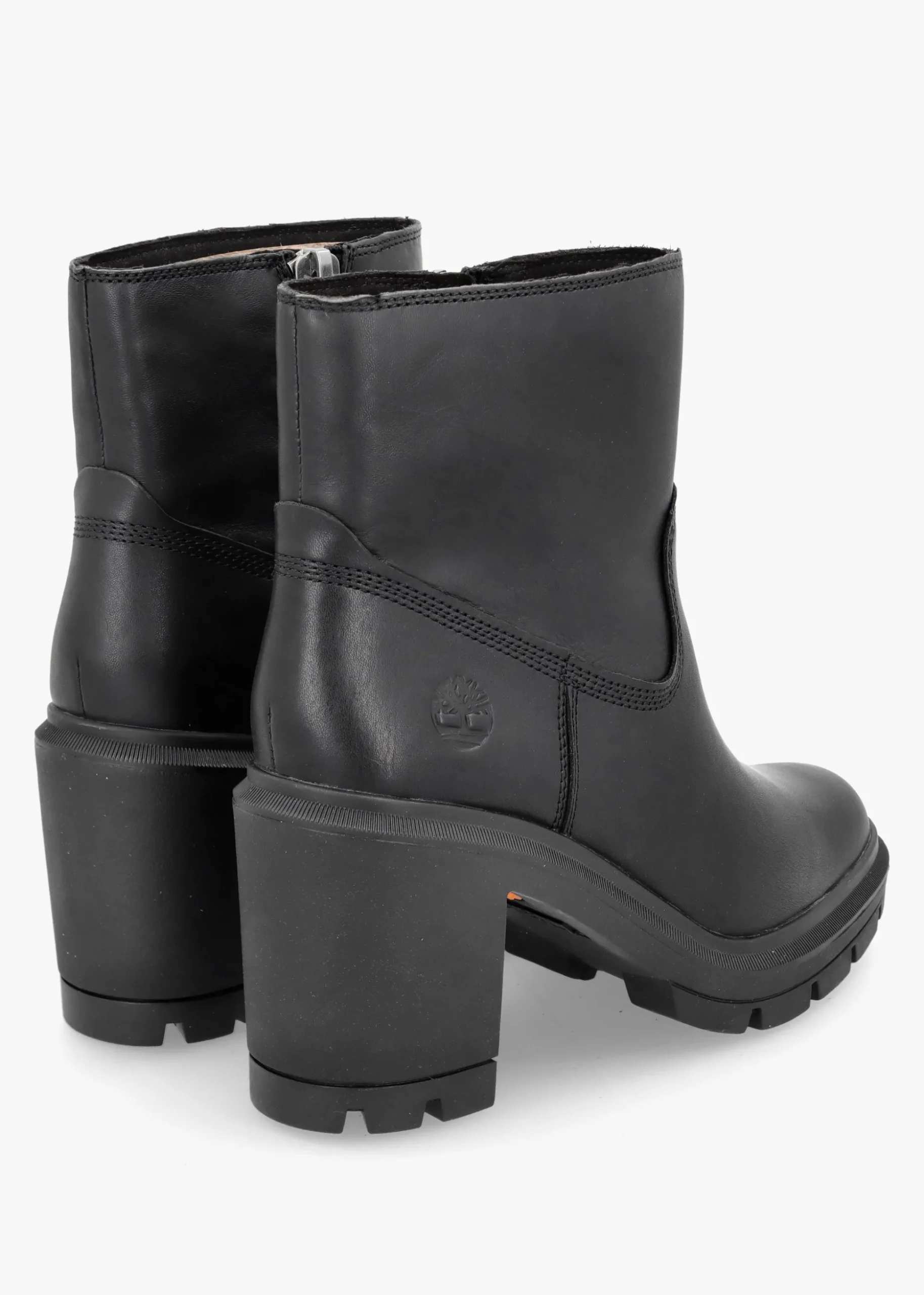 Allington Heights Black Leather Block Heel Ankle Boots