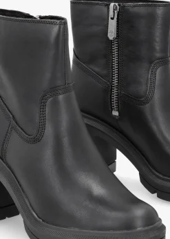 Allington Heights Black Leather Block Heel Ankle Boots