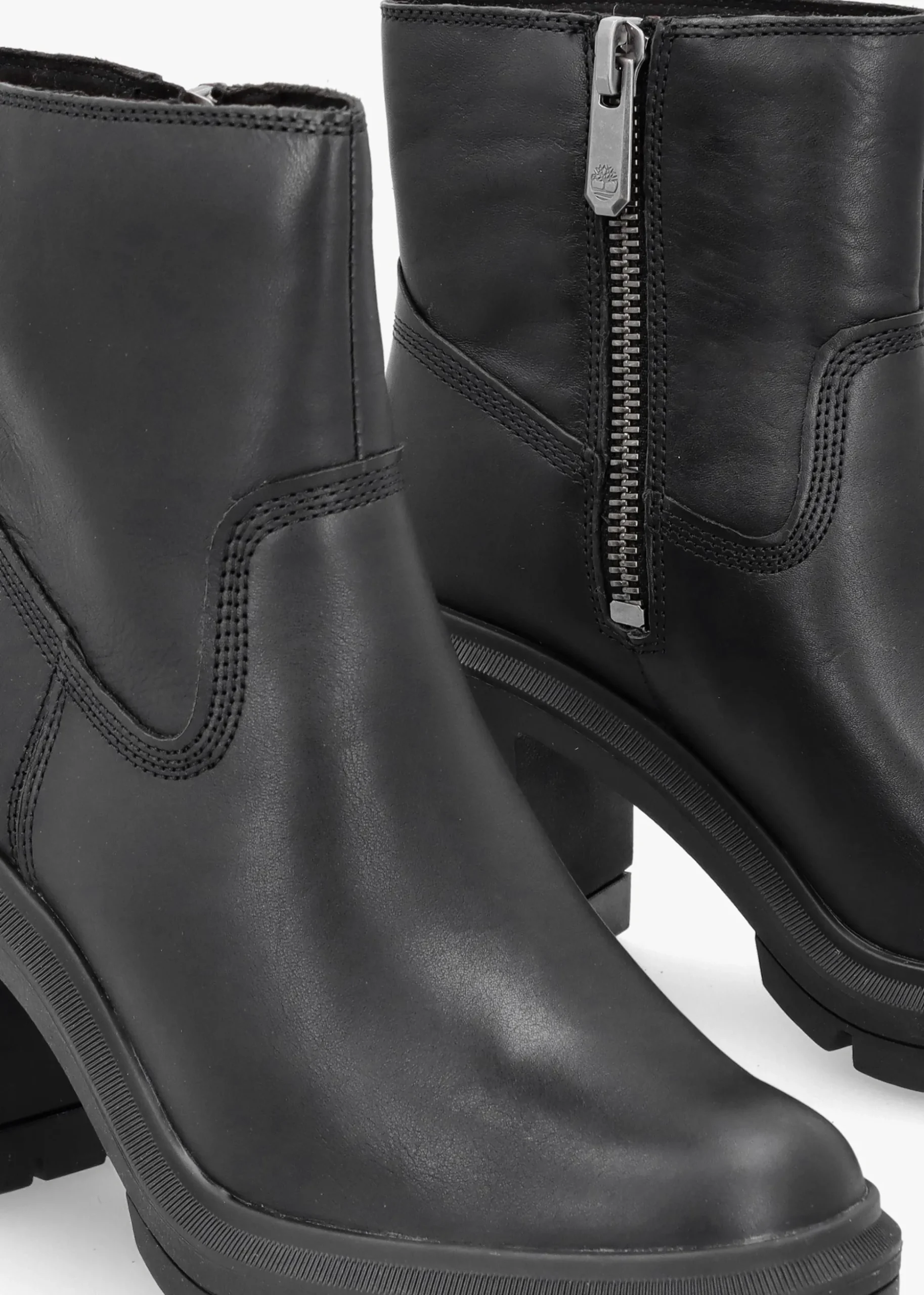 Allington Heights Black Leather Block Heel Ankle Boots