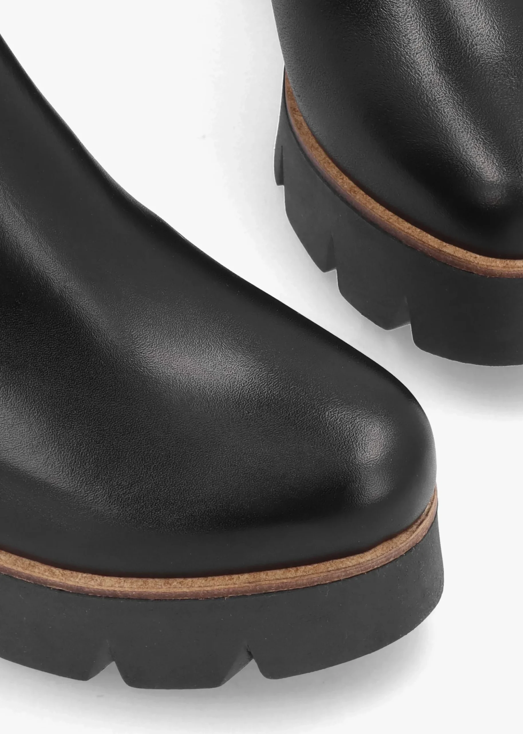 Alpaca Black Leather Wedge Ankle Boots