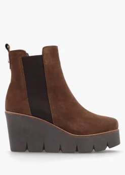 Alpaca Brown Suede Wedge Ankle Boots