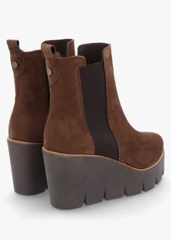 Alpaca Brown Suede Wedge Ankle Boots