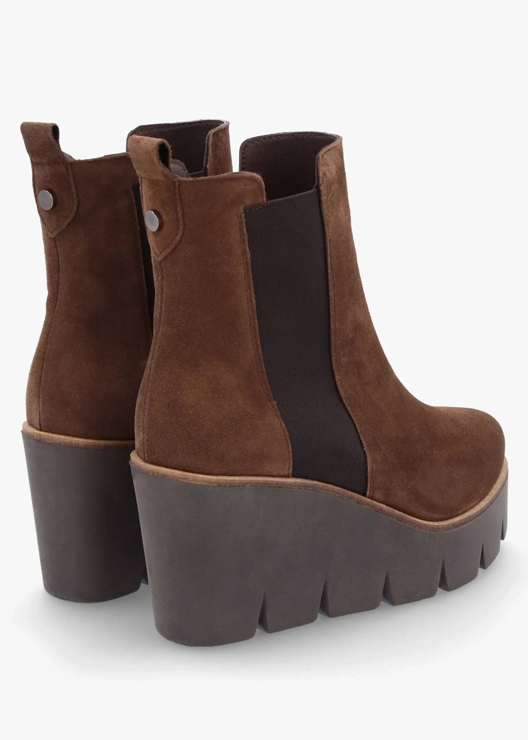 Alpaca Brown Suede Wedge Ankle Boots