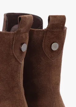Alpaca Brown Suede Wedge Ankle Boots
