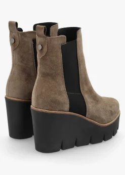 Alpaca Taupe Suede Wedge Ankle Boots