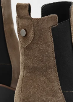 Alpaca Taupe Suede Wedge Ankle Boots