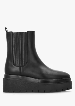 Alpie Black Leather Crepe Sole Chelsea Boots