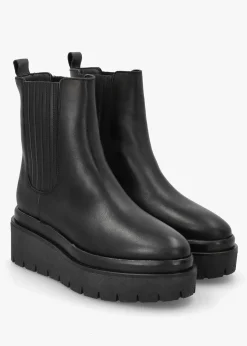 Alpie Black Leather Crepe Sole Chelsea Boots