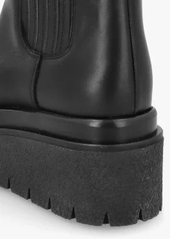 Alpie Black Leather Crepe Sole Chelsea Boots