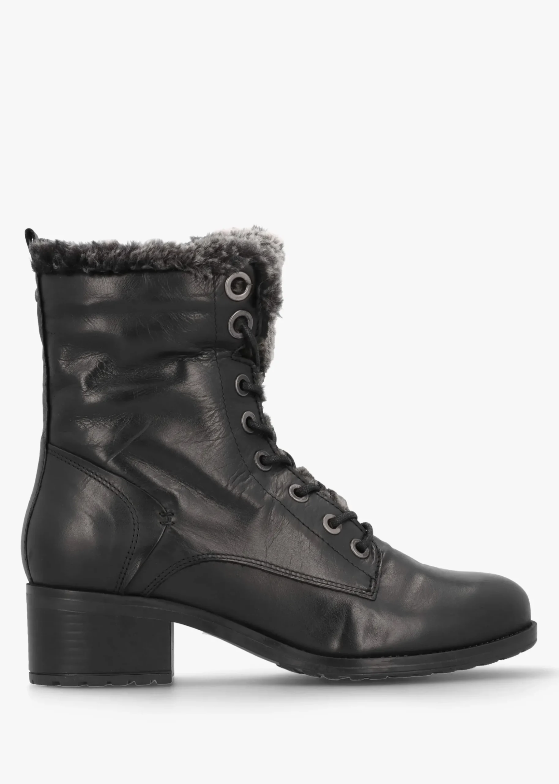 Alpinne Black Leather Tall Ankle Boots