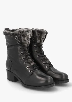 Alpinne Black Leather Tall Ankle Boots