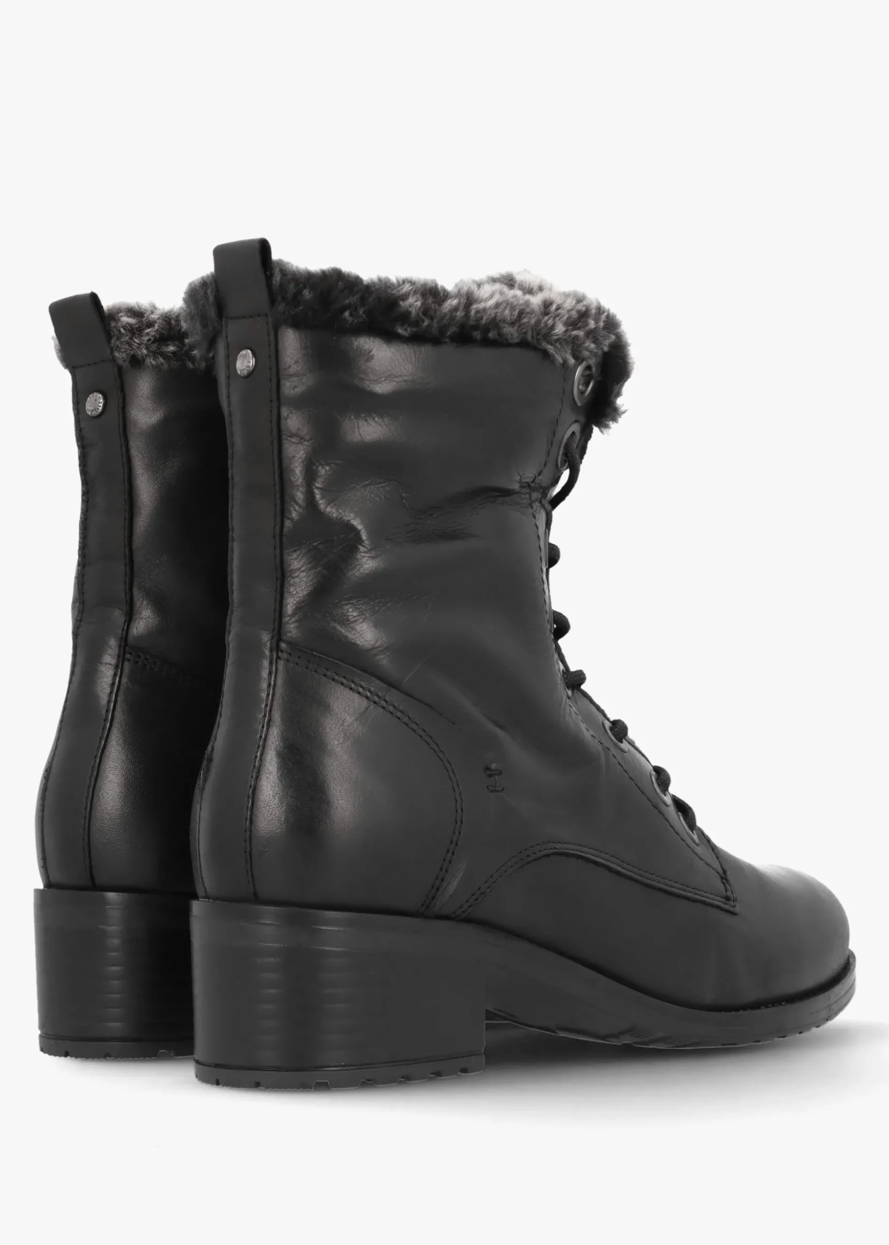 Alpinne Black Leather Tall Ankle Boots