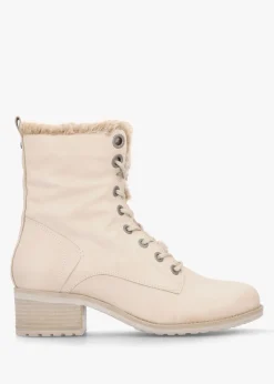 Alpinne Cream Leather Tall Ankle Boots