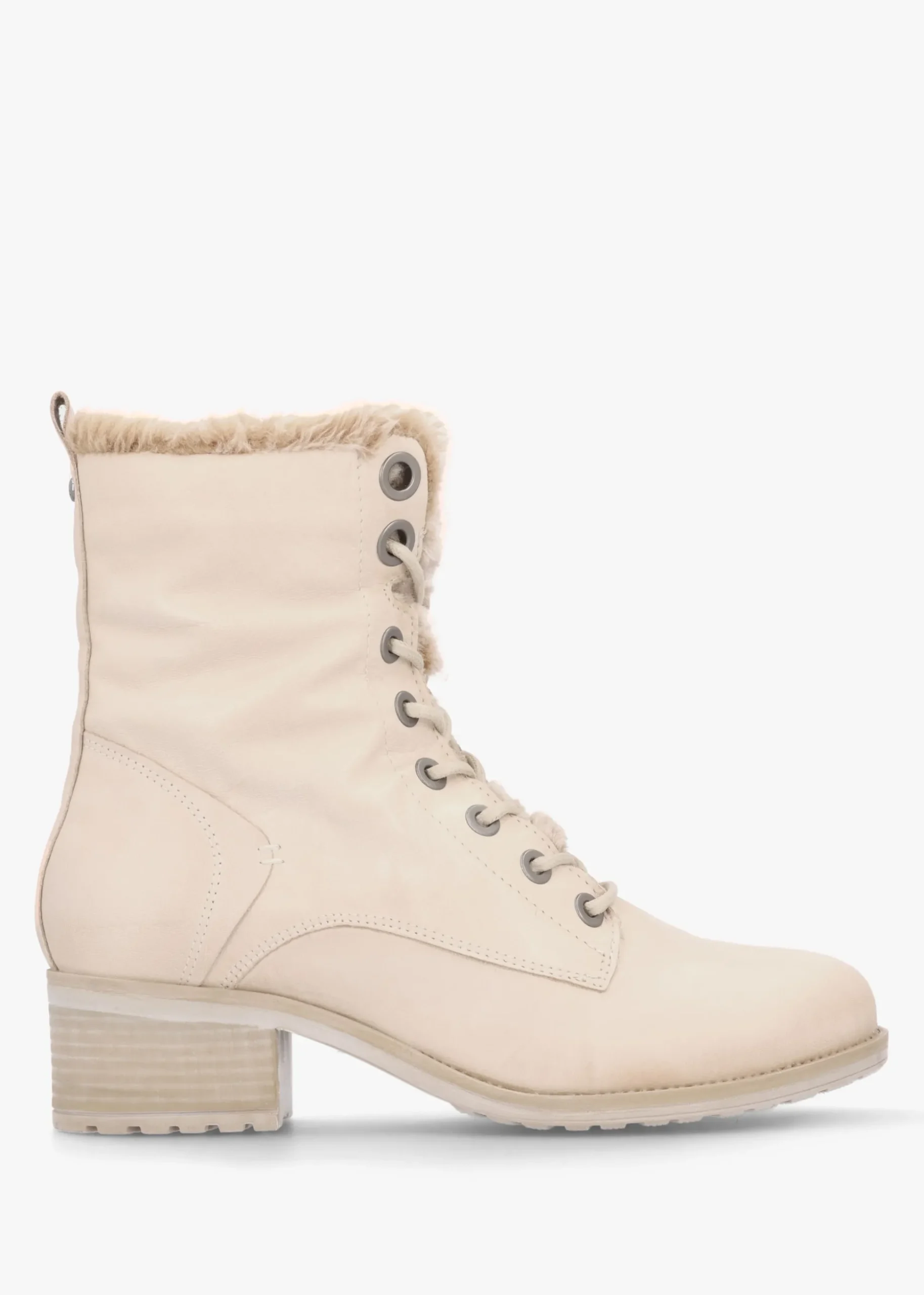 Alpinne Cream Leather Tall Ankle Boots