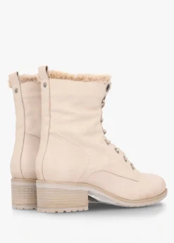 Alpinne Cream Leather Tall Ankle Boots