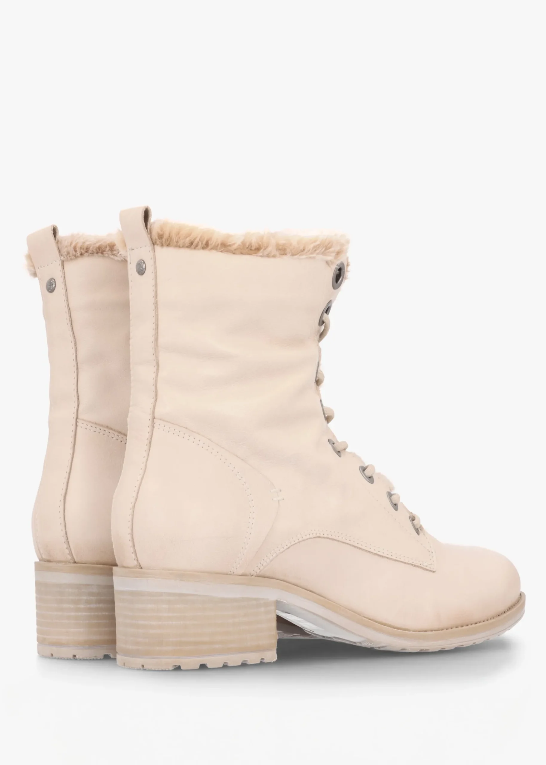 Alpinne Cream Leather Tall Ankle Boots