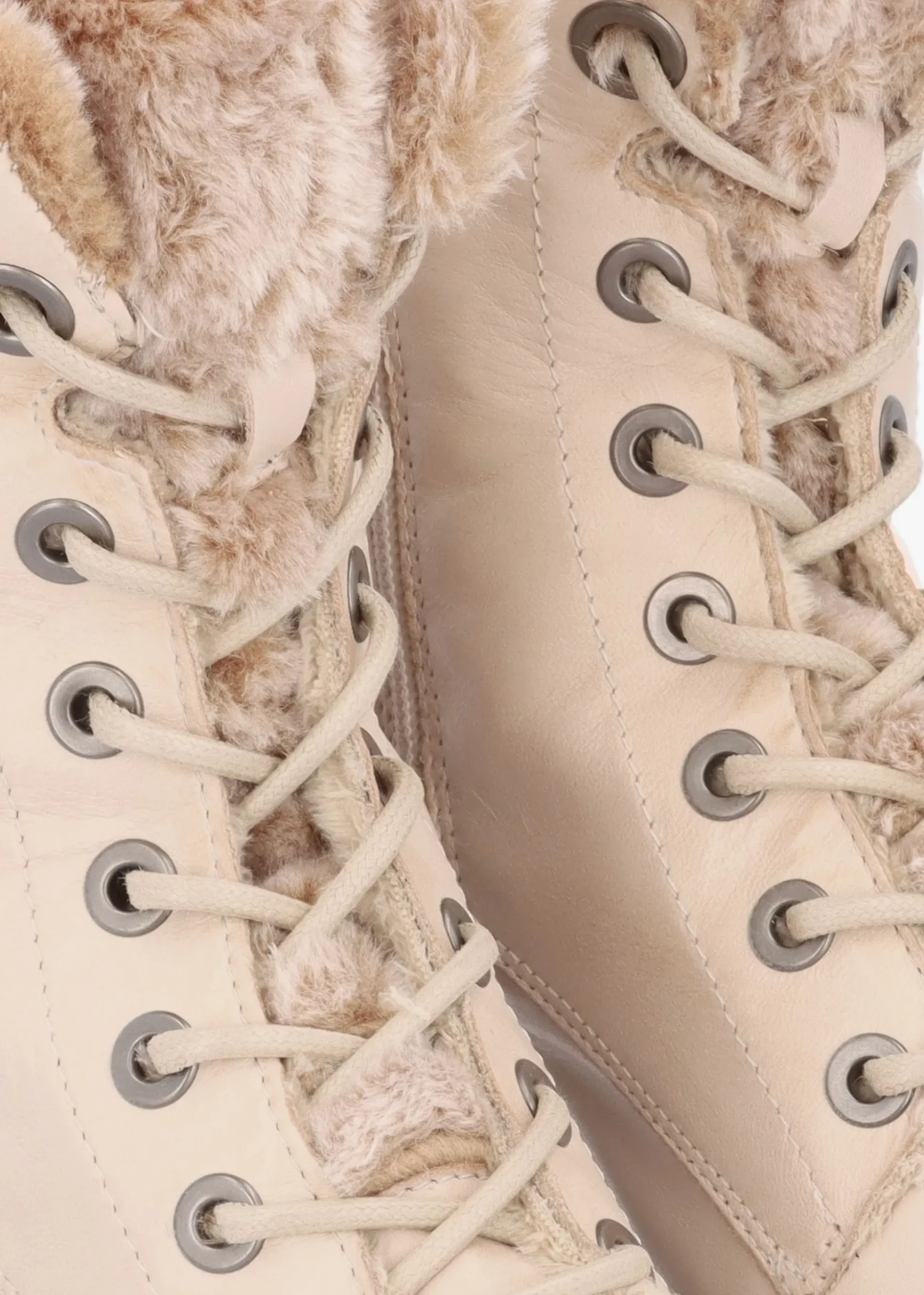 Alpinne Cream Leather Tall Ankle Boots