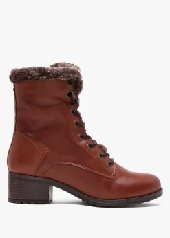 Alpinne Tan Leather Tall Ankle Boots