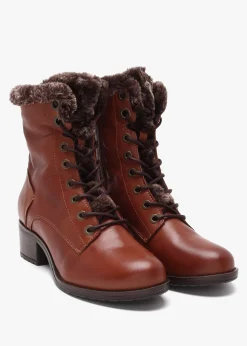 Alpinne Tan Leather Tall Ankle Boots