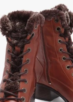 Alpinne Tan Leather Tall Ankle Boots