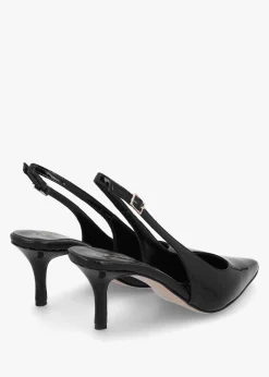 Alvie Black Patent Leather Heeled Sling Backs