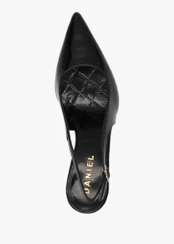 Alvie Black Patent Leather Heeled Sling Backs