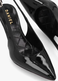 Alvie Black Patent Leather Heeled Sling Backs