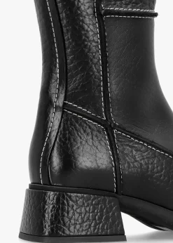 Alzira Black Leather Mid-Calf Boots