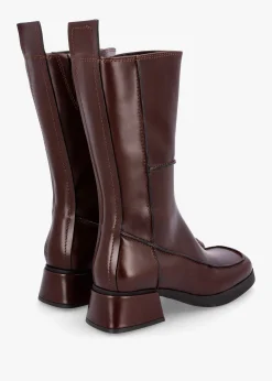 Alzira Brown Black Leather Mid-Calf Boots