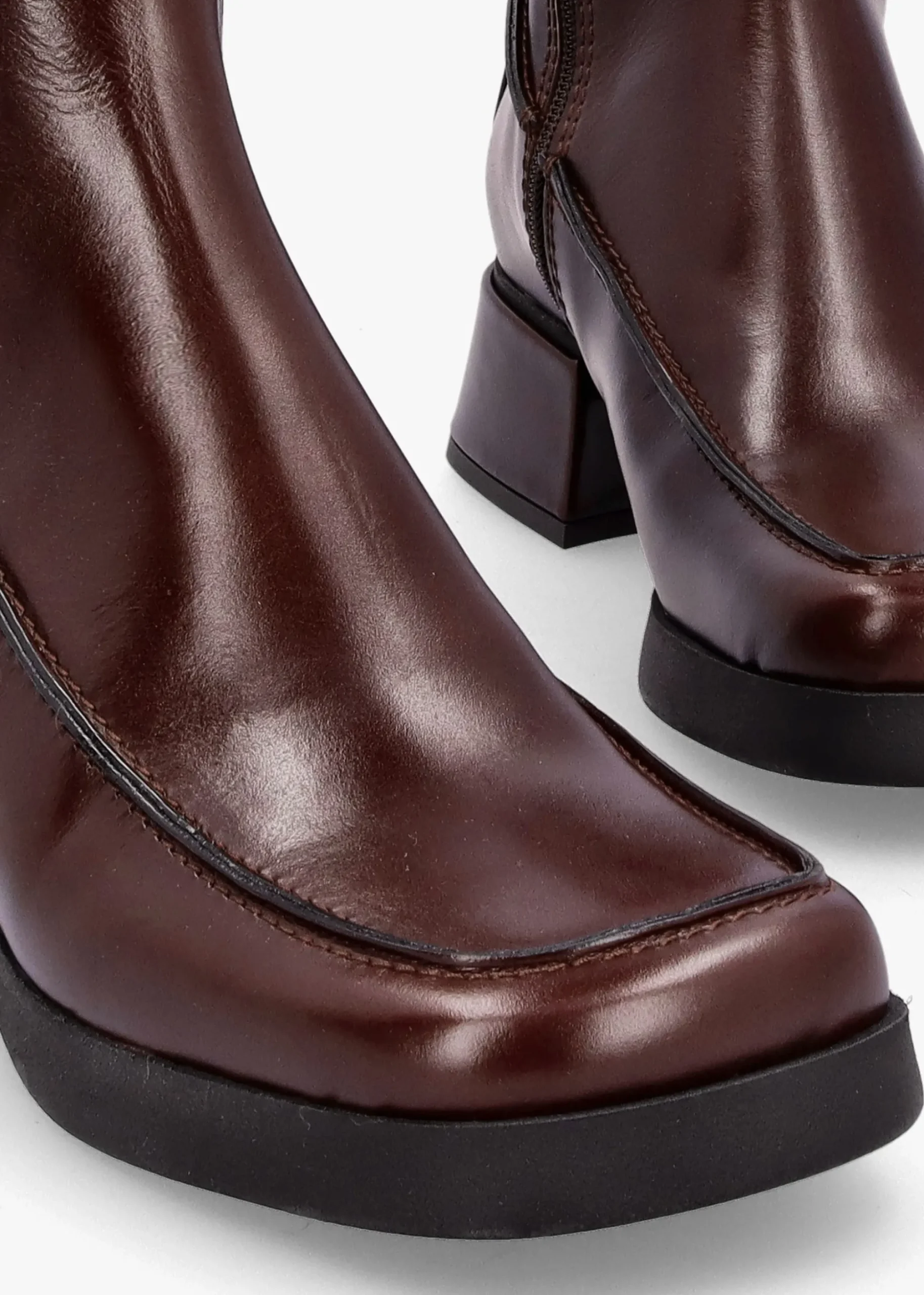 Alzira Brown Black Leather Mid-Calf Boots