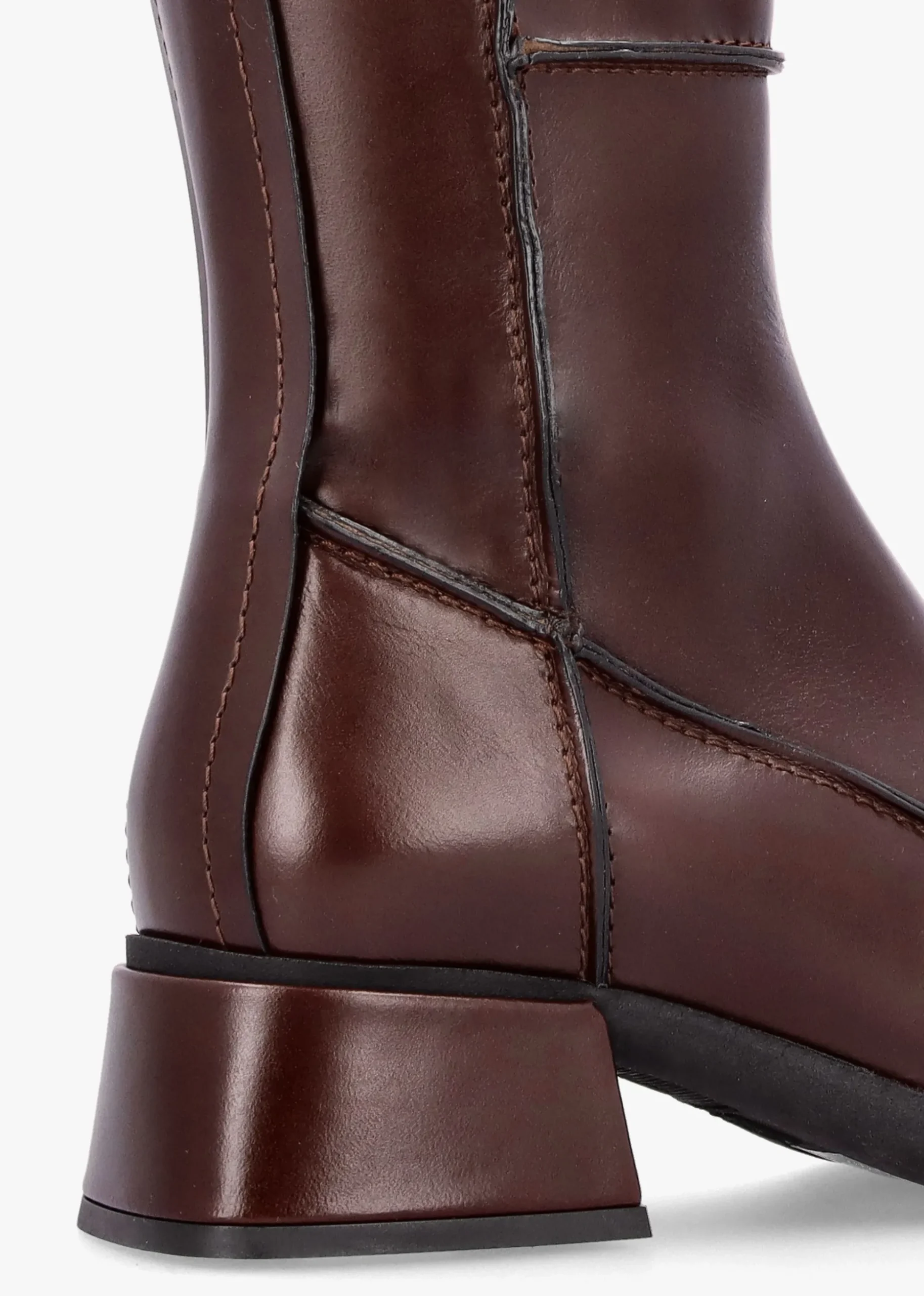 Alzira Brown Black Leather Mid-Calf Boots
