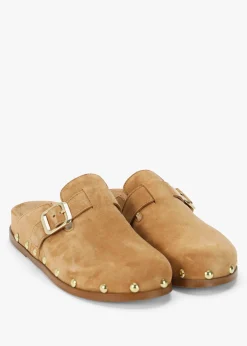 Ambur Tan Suede Leather Mule Clogs